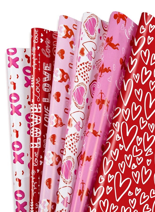 Whaline 12 Sheet Valentine's Day Wrapping Paper 19.7 x 27.6 Inch Love Heart Wrapping Paper Red Pink Romantic Cupid Pattern Wrapper Paper for Valentines Wedding Anniversary Party Craft Gift Decor - Image 1